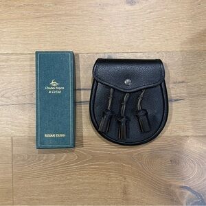 Scottish Pouch Kit Black Leather Sporran and Knife
